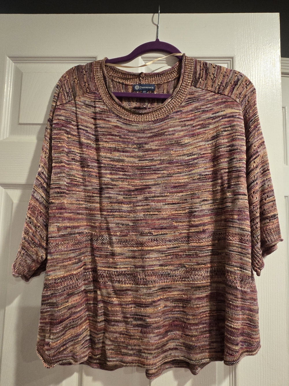 Democracy Multicolor Knit Top - Mauve, Gold, Dusty Rose